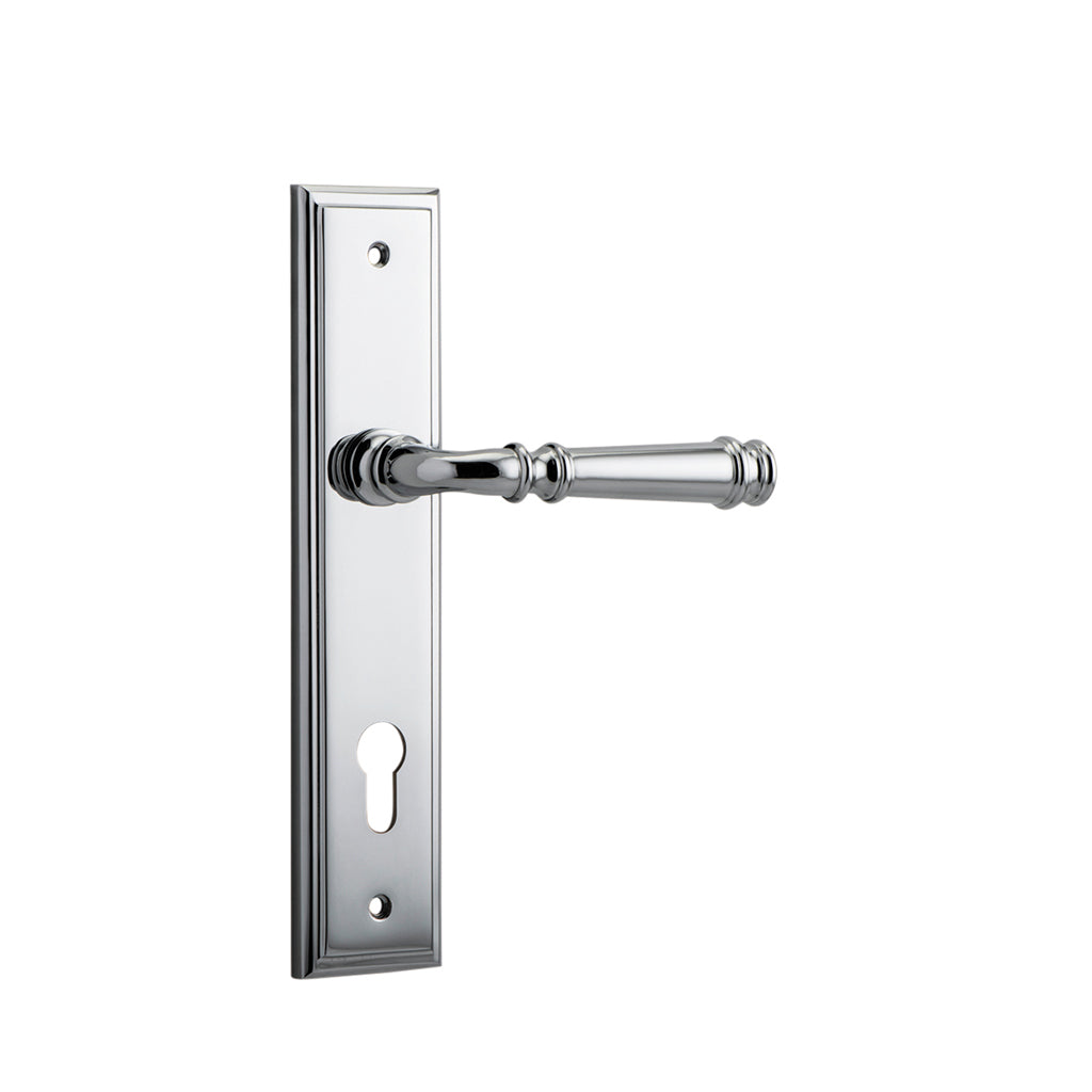 Verona Lever - Stepped Backplate Polished Chrome / Entrance / Lever Set Only