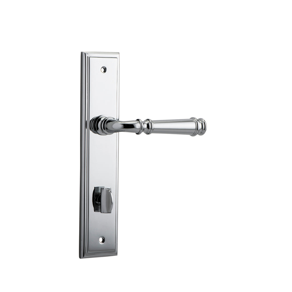 Verona Lever - Stepped Backplate Polished Chrome / Privacy / Lever Set Only