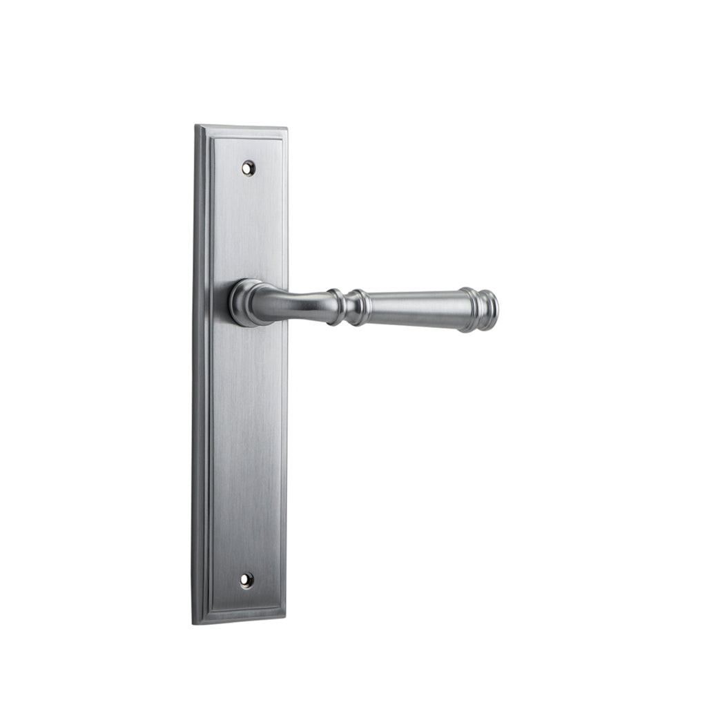 Verona Lever - Stepped Backplate Brushed Chrome / Passage / Lever Set Only