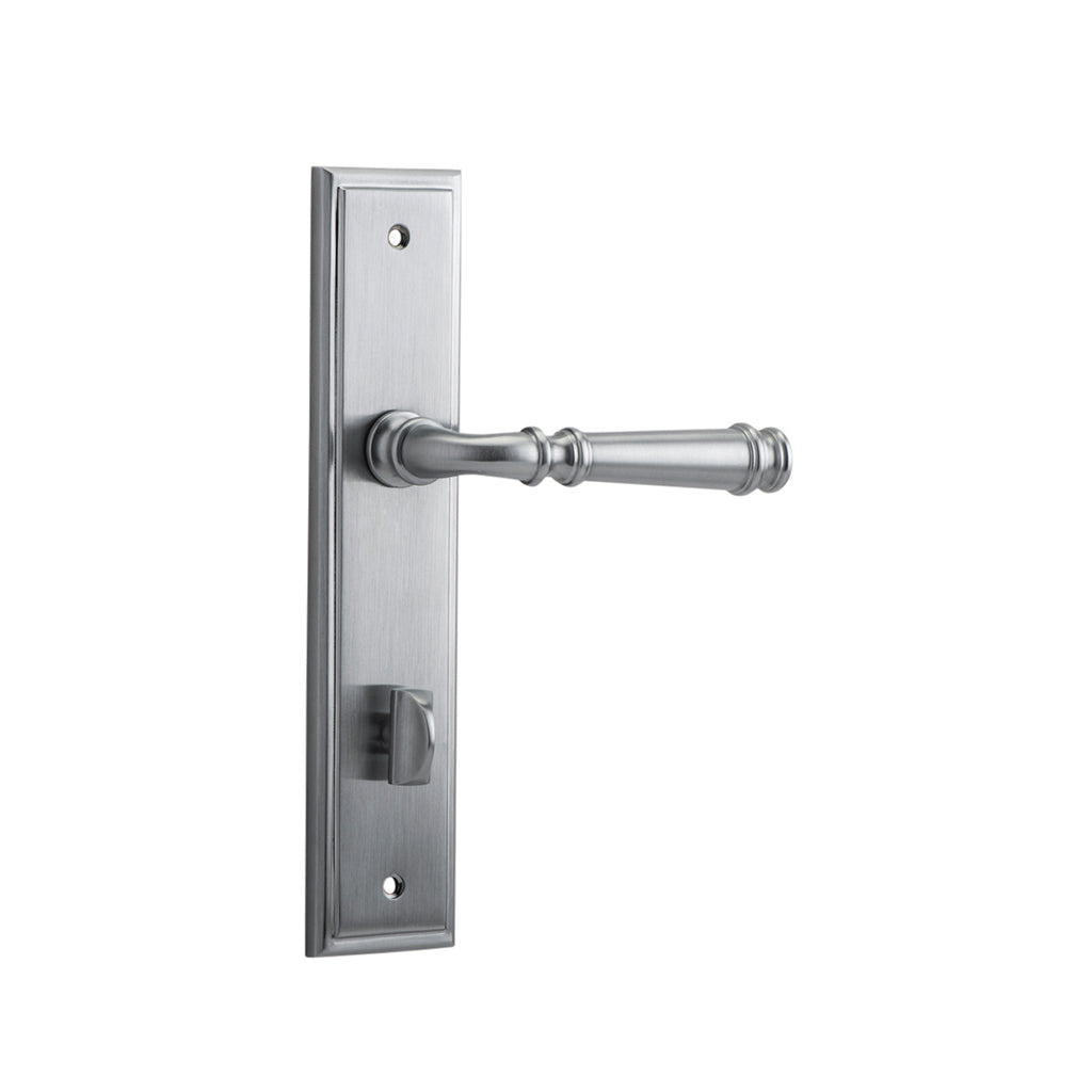 Verona Lever - Stepped Backplate Brushed Chrome / Privacy / Lever Set Only