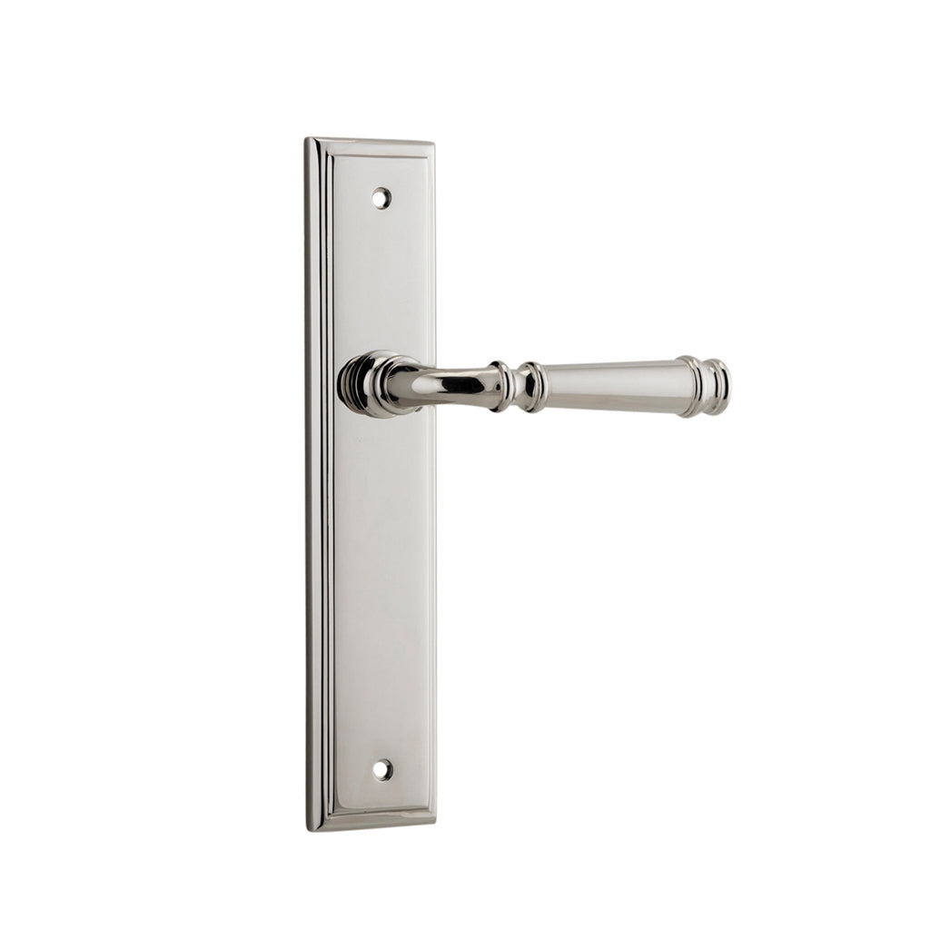 Verona Lever - Stepped Backplate Polished Nickel / Passage / Lever Set Only
