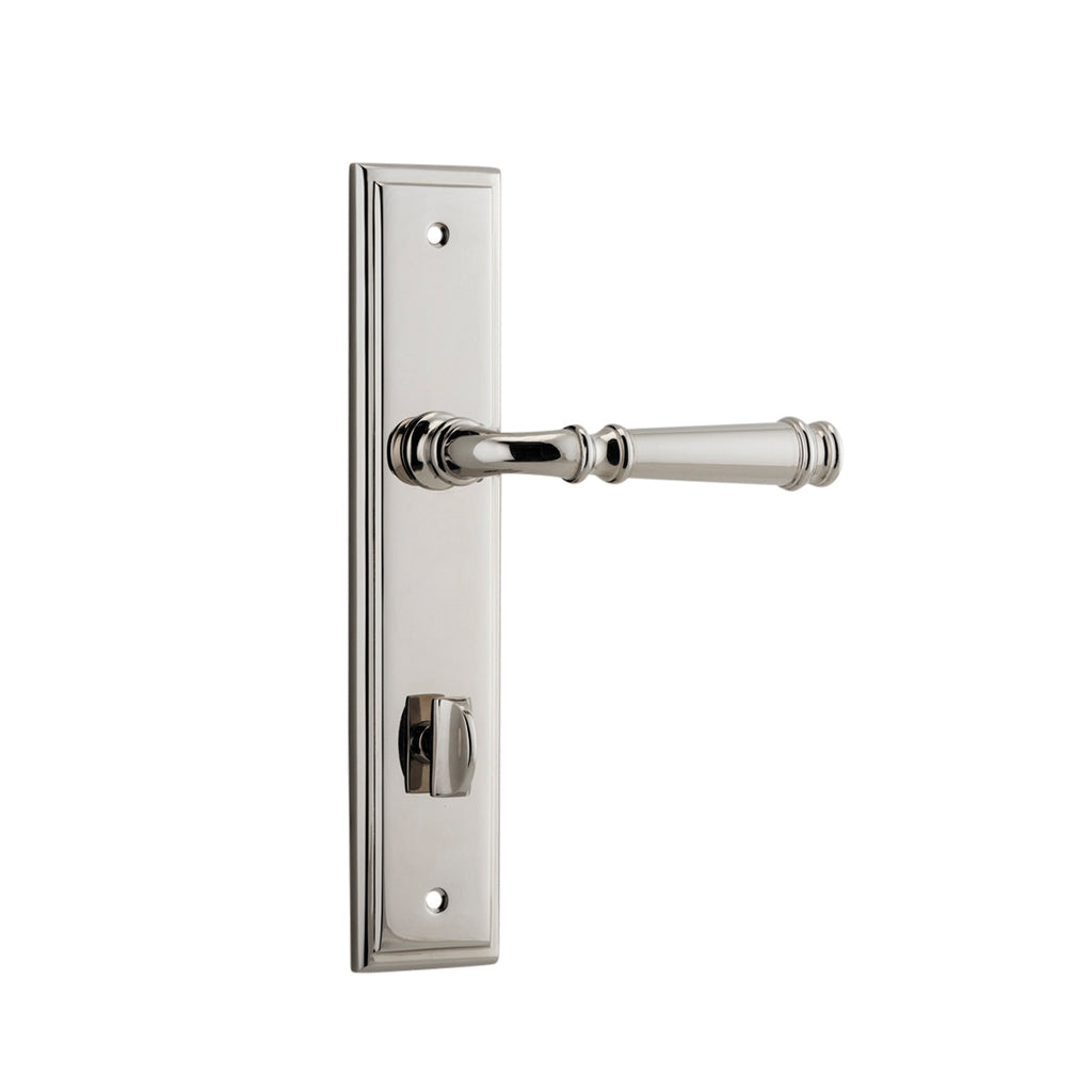 Verona Lever - Stepped Backplate Polished Nickel / Privacy / Lever Set Only