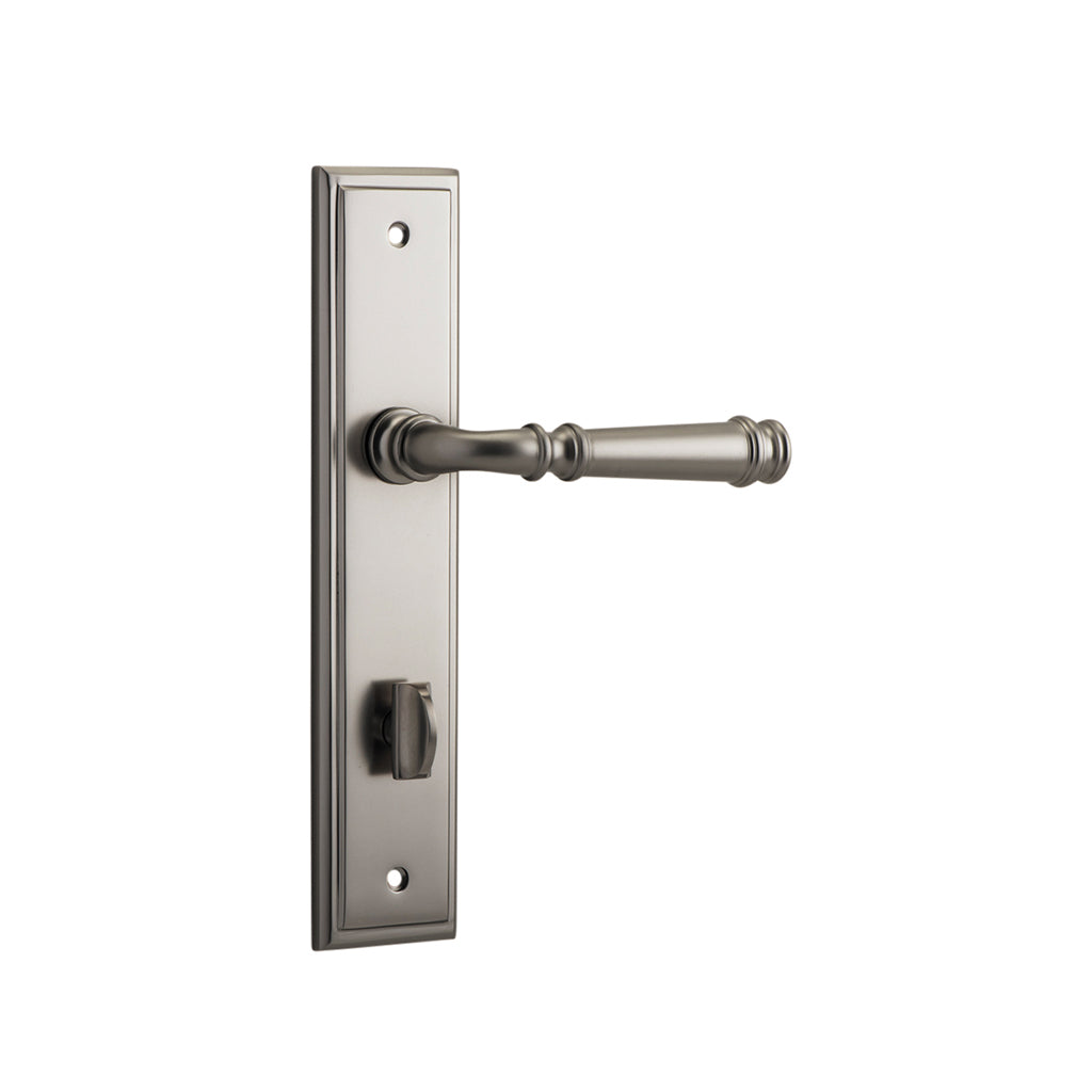 Verona Lever - Stepped Backplate Satin Nickel / Privacy / Lever Set Only