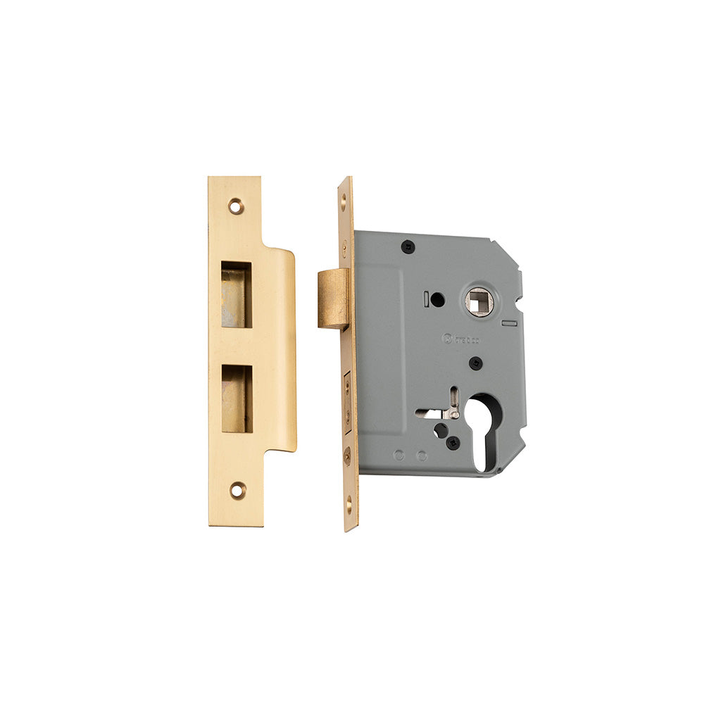 Euro Mortice Lock Satin Brass / 57mm