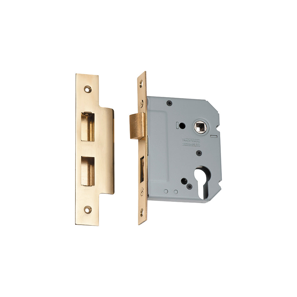 Euro Mortice Lock Polished Brass / 57mm