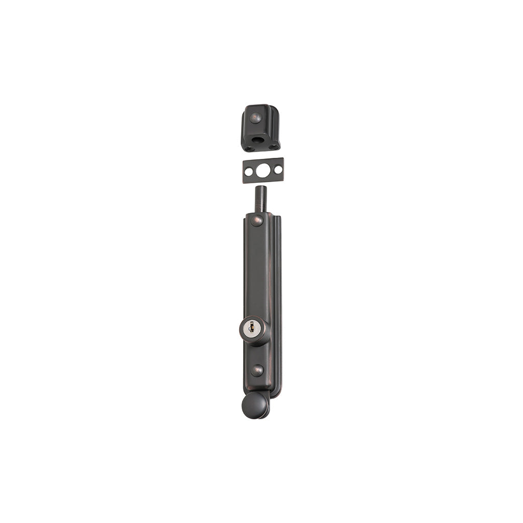 Locking Surface Mounted Bolt Antique Copper / 150mm