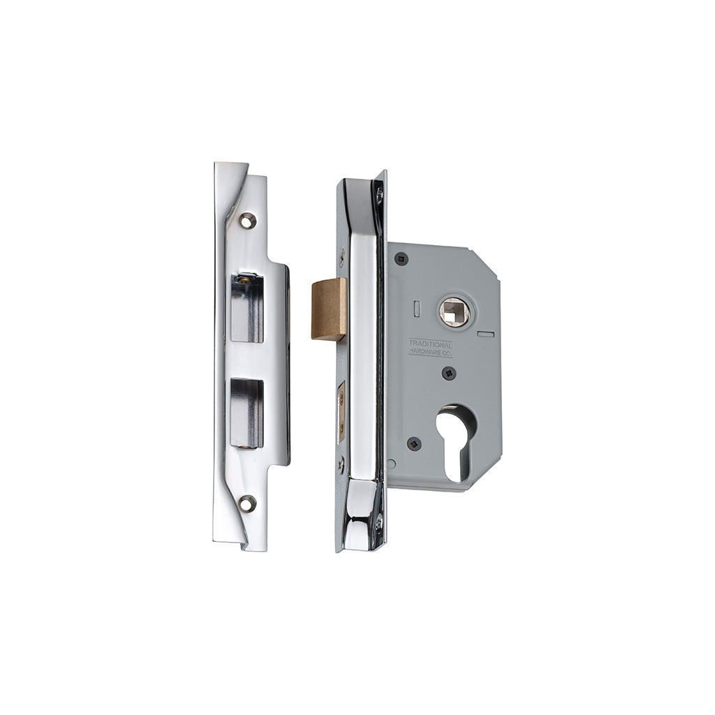 Rebated Euro Mortice Lock Chrome Plated / 46mm