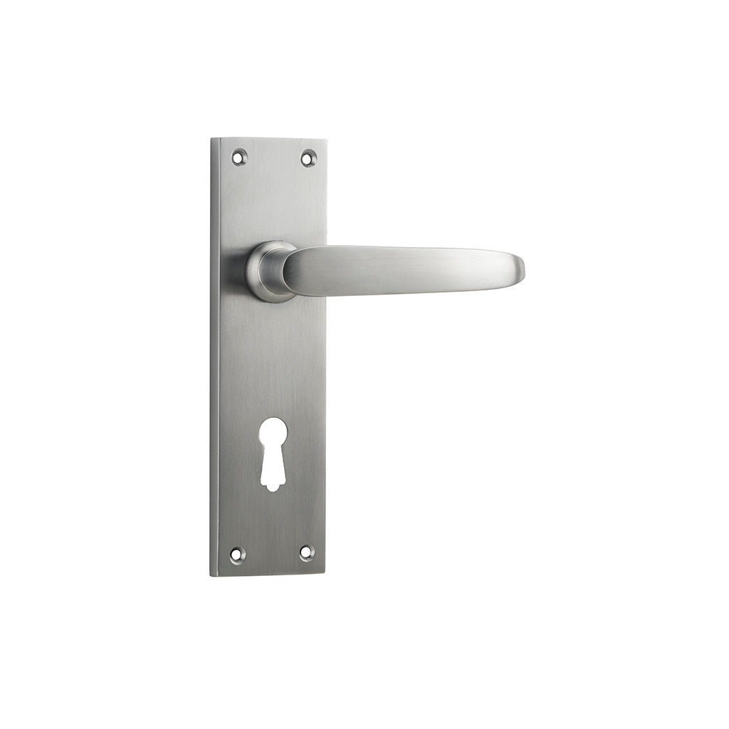 Balmoral Lever - Long Backplate Satin Chrome / Lock (Skeleton Key) / Lever Set Only