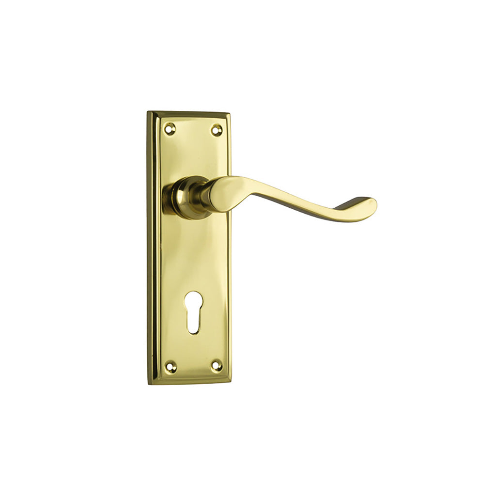 Camden Lever - Long Backplate Polished Brass / Lock (Skeleton Key) / Lever Set Only