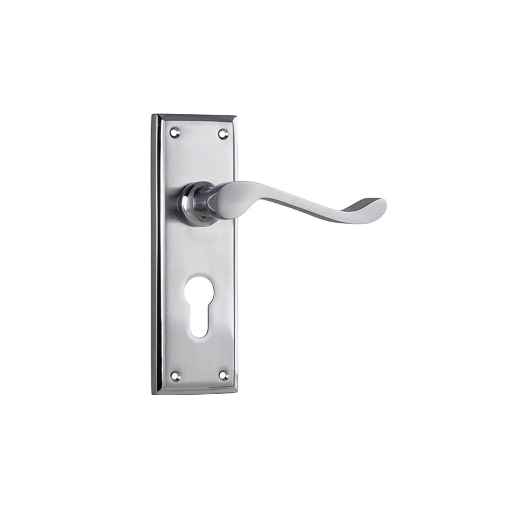 Camden Lever - Long Backplate Satin Chrome / Euro / Lever Set Only