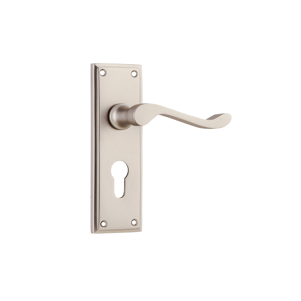 Camden Lever - Long Backplate Satin Nickel / Entrance / Lever Set Only