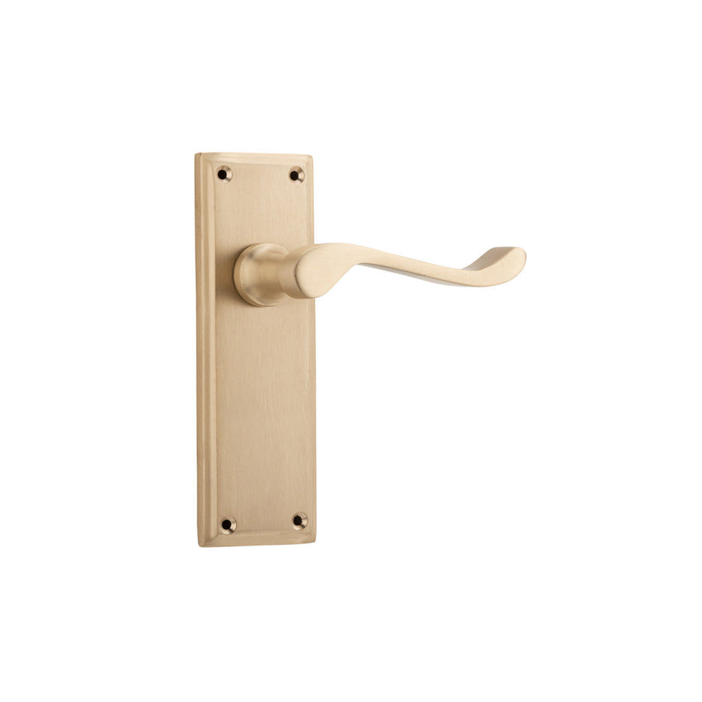 Camden Lever - Long Backplate Satin Brass / Passage / Lever Set Only