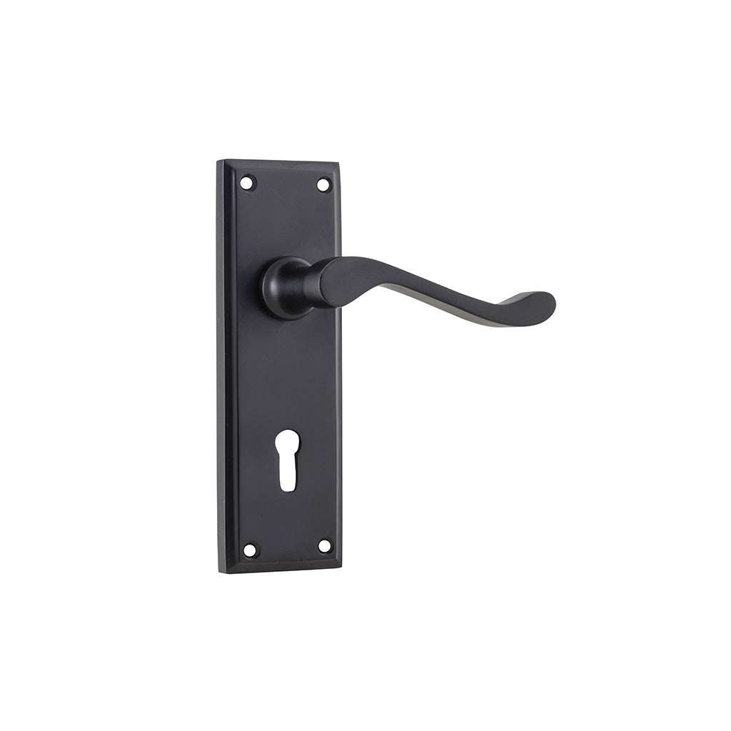 Camden Lever - Long Backplate Matt Black / Lock (Skeleton Key) / Lever Set Only