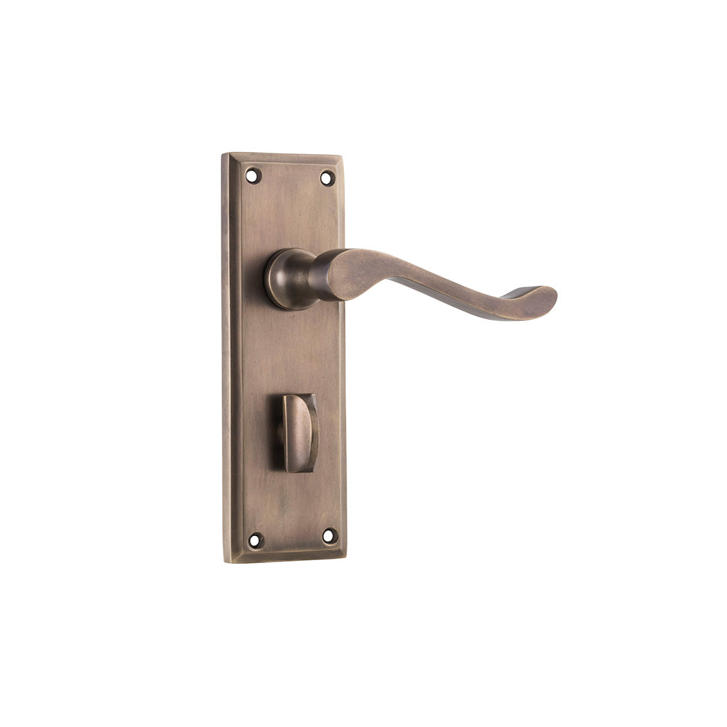Camden Lever - Long Backplate Antique Brass / Privacy / Lever Set Only
