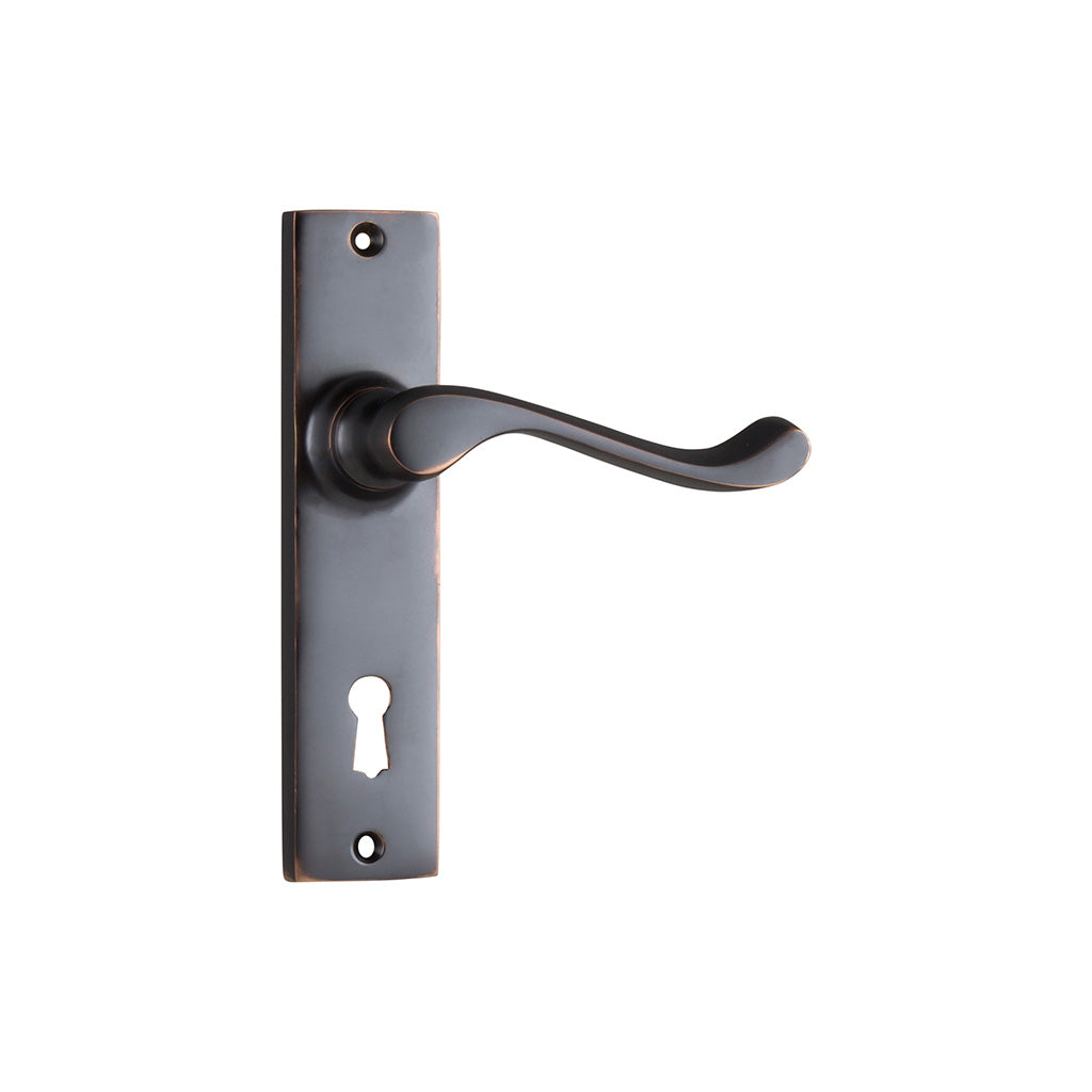 Fremantle Lever - Long Backplate Antique Copper / Lock (Skeleton Key) / Lever Set Only