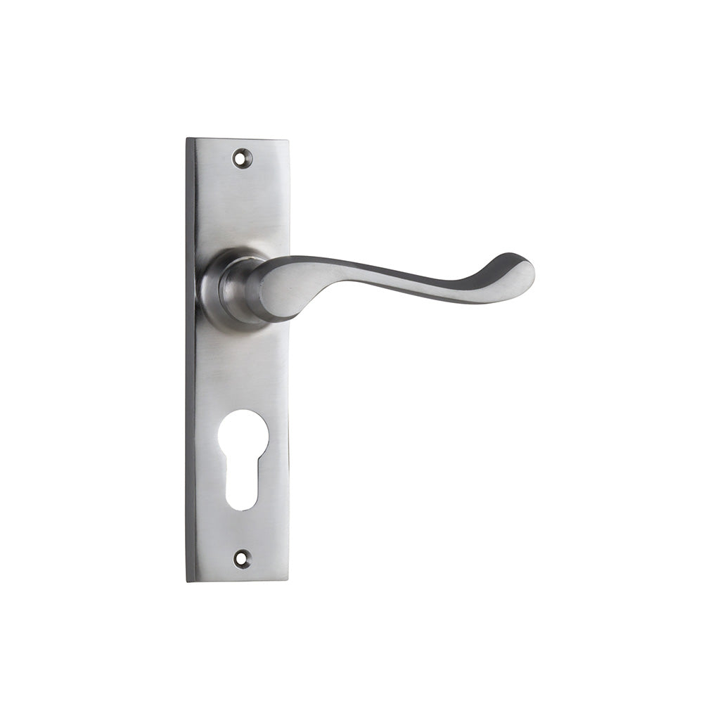 Fremantle Lever - Long Backplate Satin Chrome / Entrance / Lever Set Only