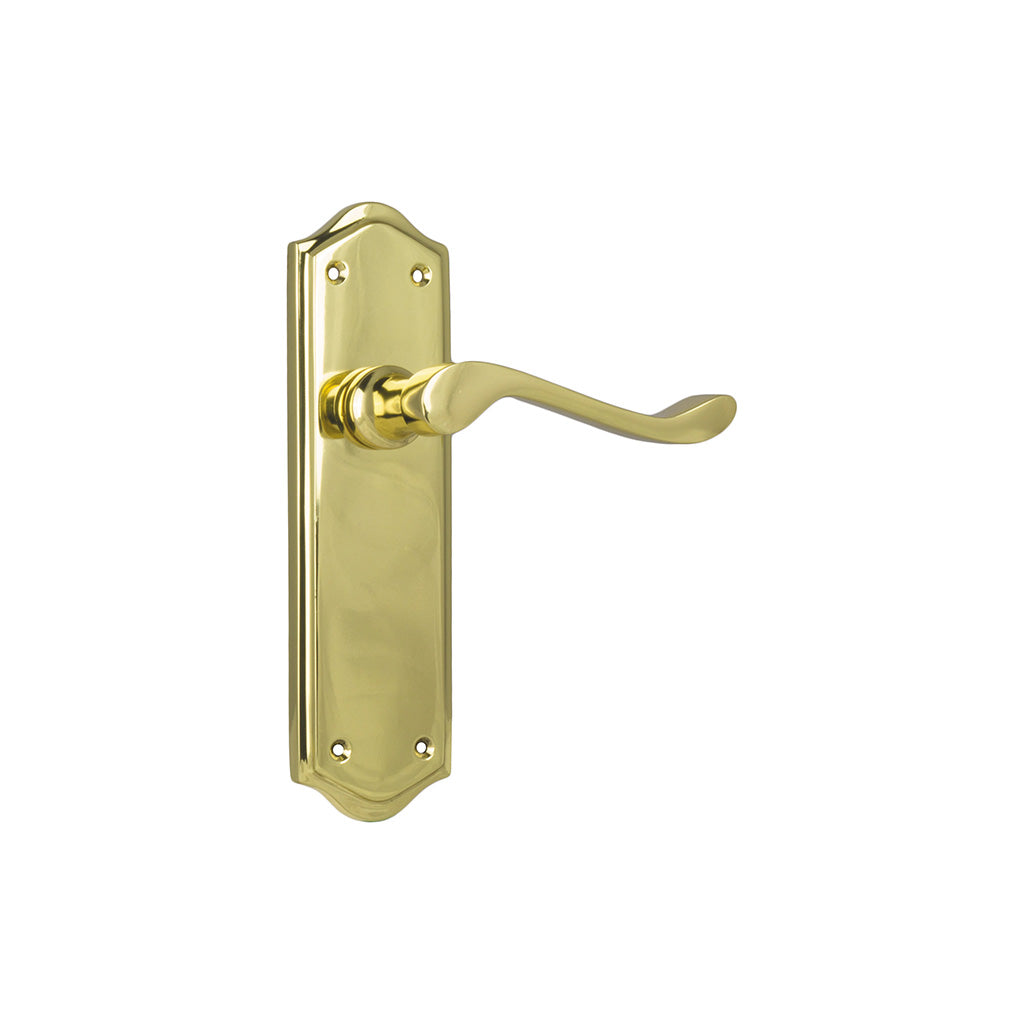 Henley Lever - Long Backplate Polished Brass / Passage / Lever Set Only