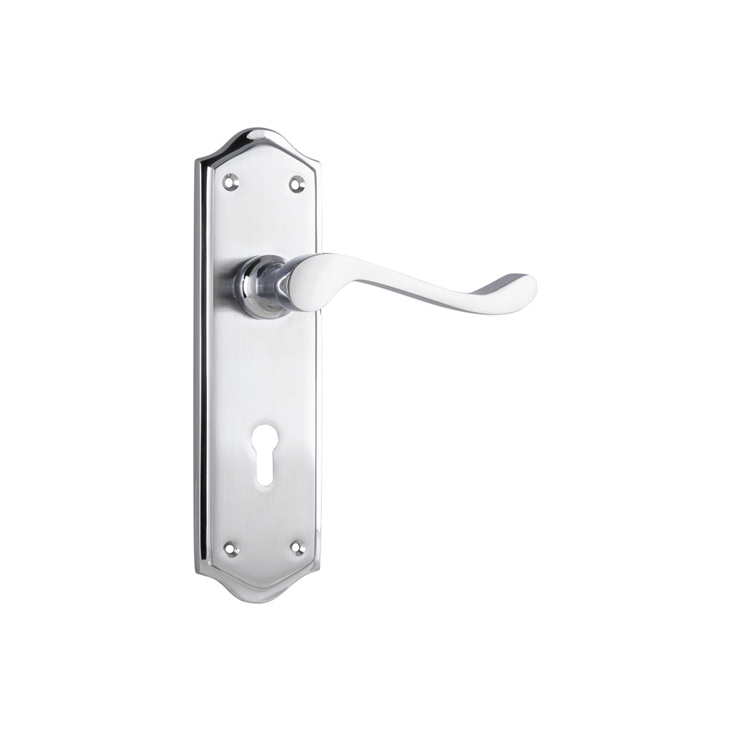 Henley Lever - Long Backplate Satin Chrome / Lock (Skeleton Key) / Lever Set Only