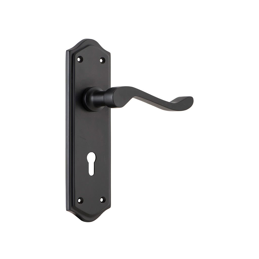 Henley Lever - Long Backplate Matt Black / Lock (Skeleton Key) / Lever Set Only
