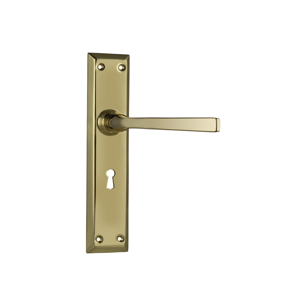 Menton Lever - Long Backplate Polished Brass / Lock (Skeleton Key) / Lever Set Only