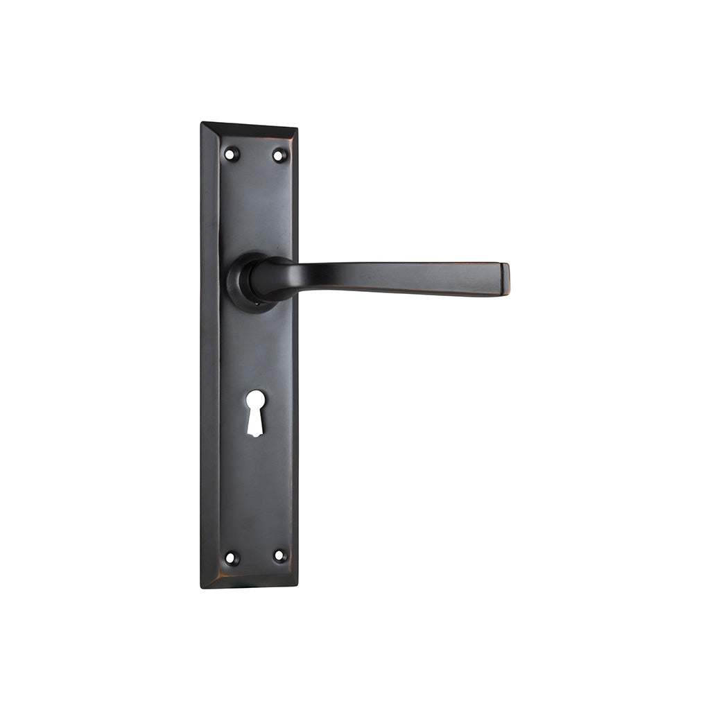 Menton Lever - Long Backplate Antique Copper / Lock (Skeleton Key) / Lever Set Only