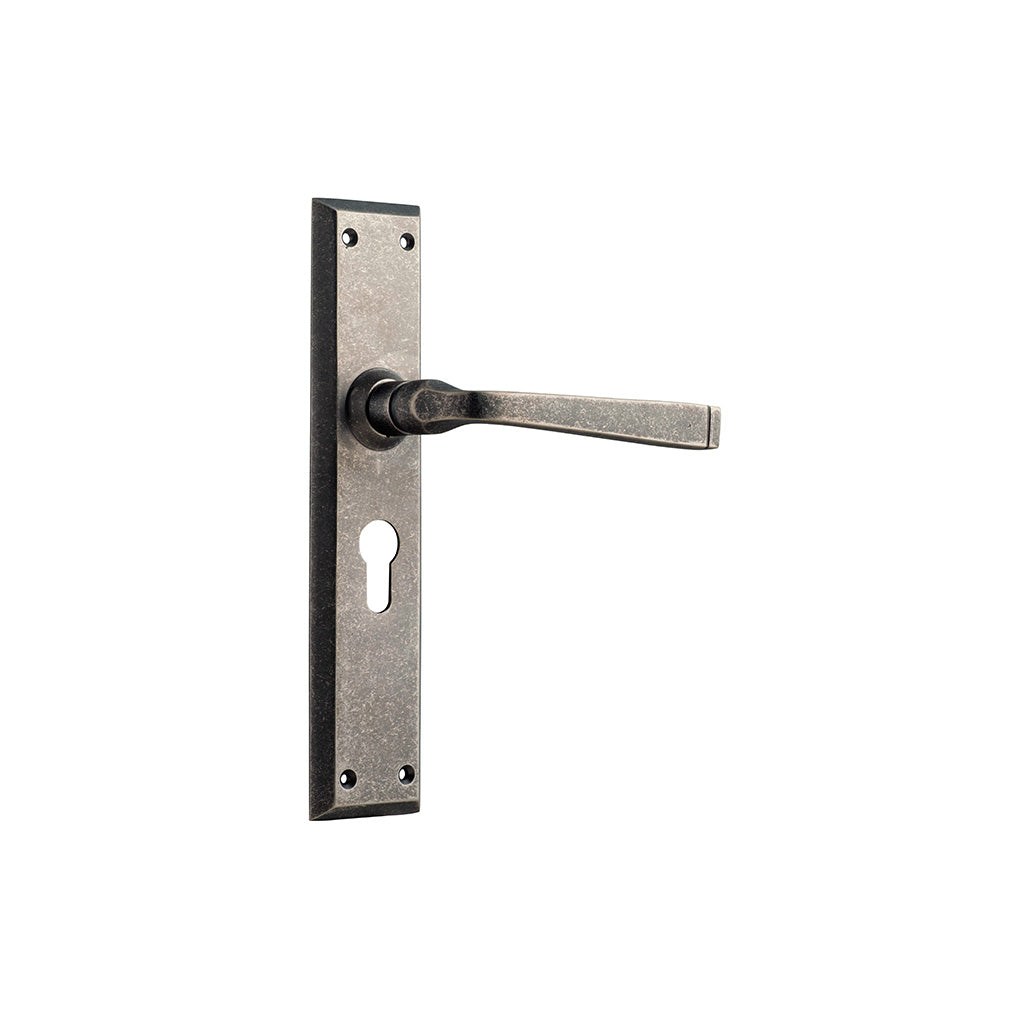 Menton Lever - Long Backplate Rumbled Nickel / Entrance / Lever Set Only