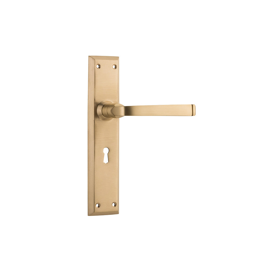 Menton Lever - Long Backplate Satin Brass / Lock (Skeleton Key) / Lever Set Only