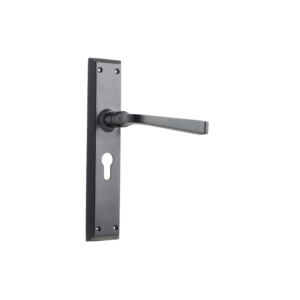 Menton Lever - Long Backplate Matt Black / Entrance / Lever Set Only