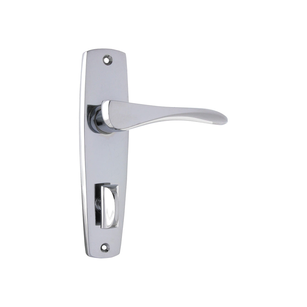 Mid-Century Lever - Long Backplate Chrome Plated / Privacy / Lever Set Only