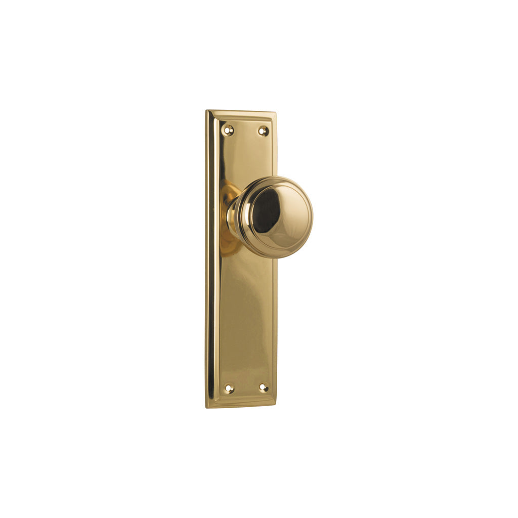 Milton Knob - Long Backplate Polished Brass / Passage / Lever Set Only