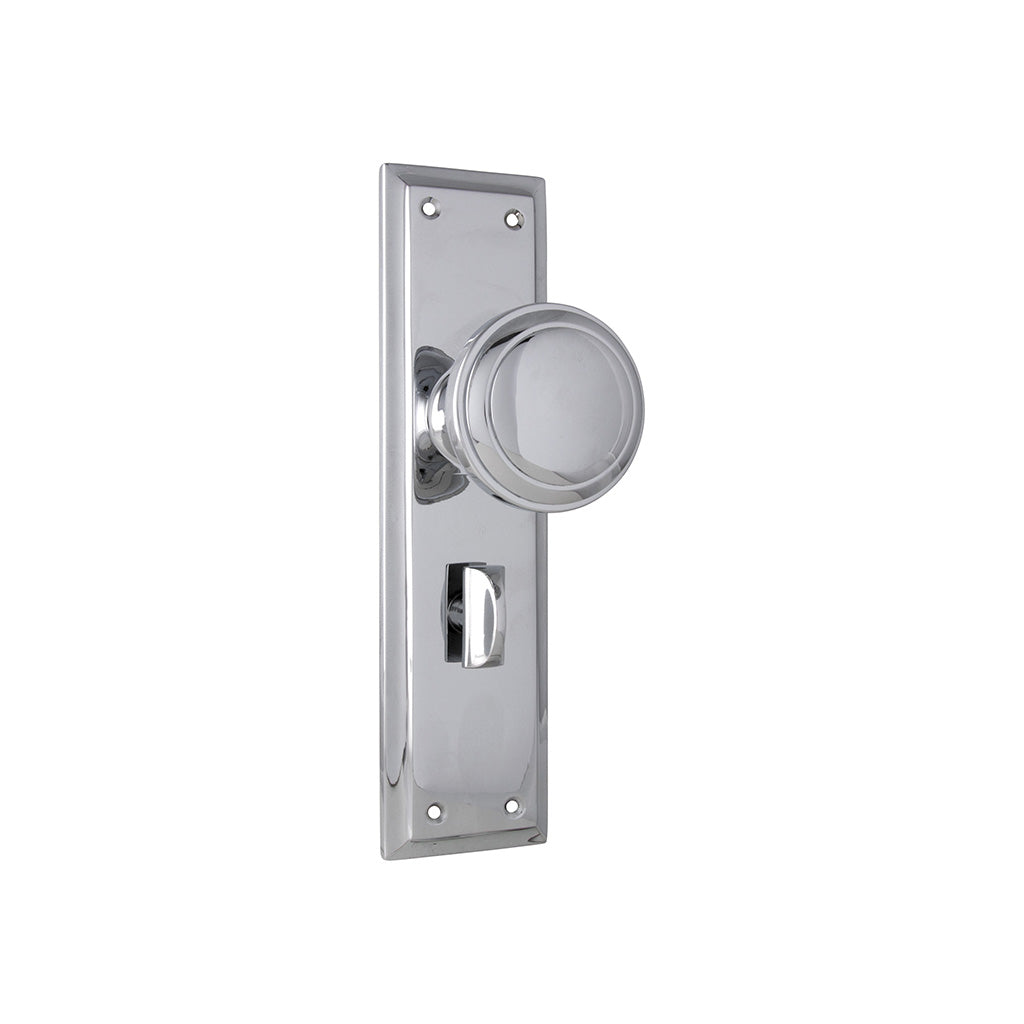 Milton Knob - Long Backplate Chrome Plated / Privacy / Lever Set Only