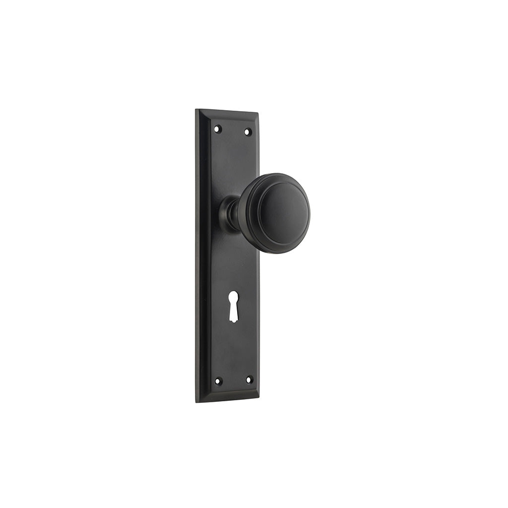 Milton Knob - Long Backplate Matt Black / Lock (Skeleton Key) / Lever Set Only