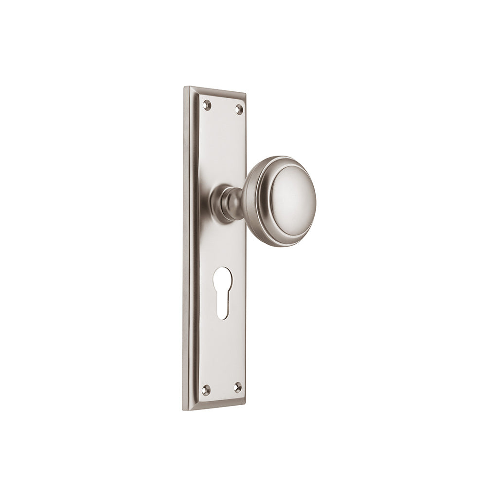 Milton Knob - Long Backplate Satin Nickel / Entrance / Lever Set Only