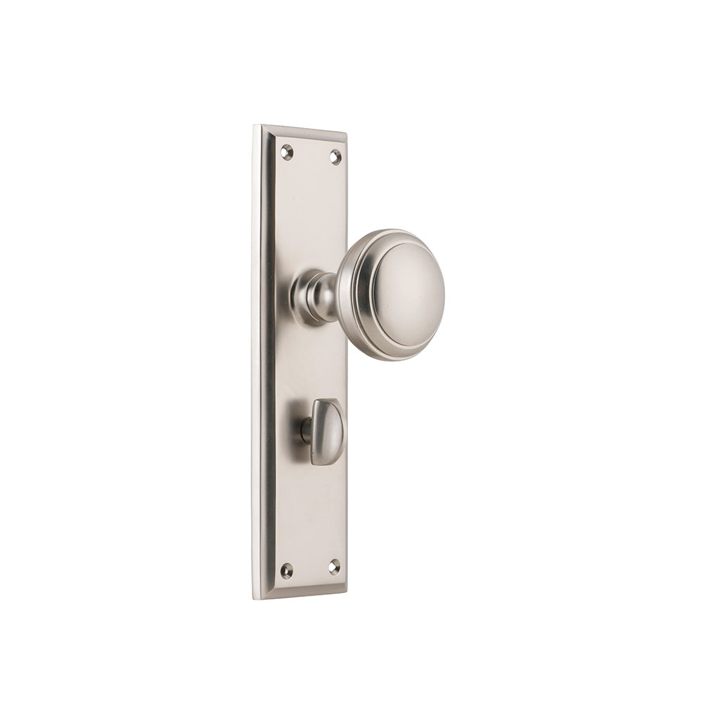 Milton Knob - Long Backplate Satin Nickel / Privacy / Lever Set Only