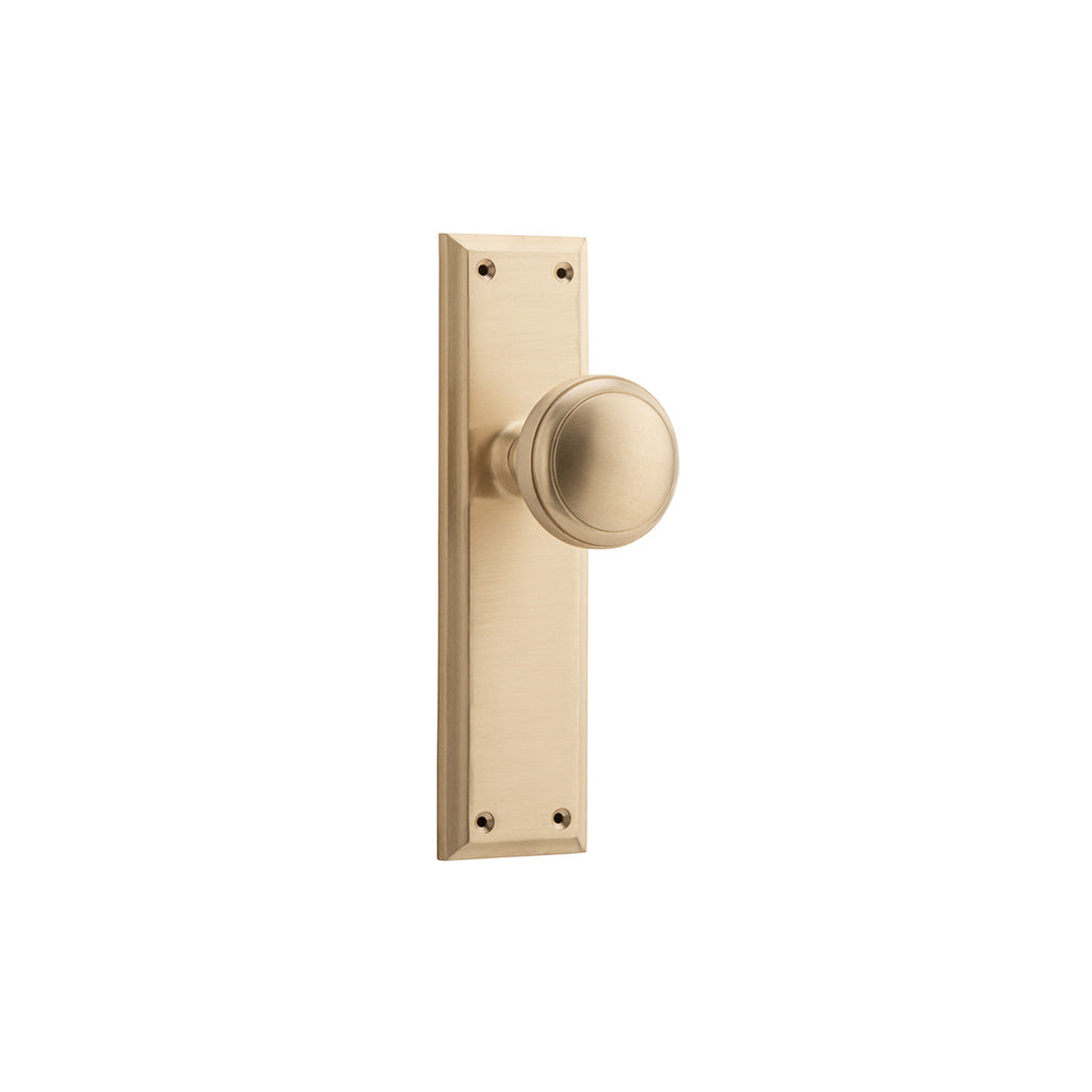 Milton Knob - Long Backplate Satin Brass / Passage / Lever Set Only