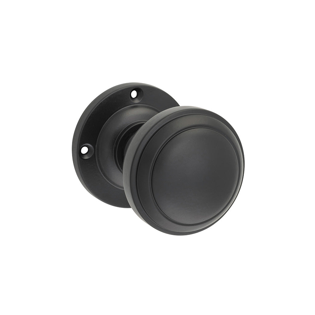 Milton Knob - Round Rose Matt Black / Passage / Lever Set Only