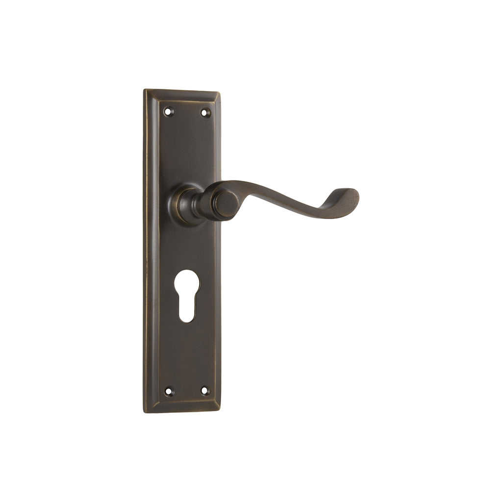 Milton Lever - Long Backplate Antique Brass / Entrance / Lever Set Only