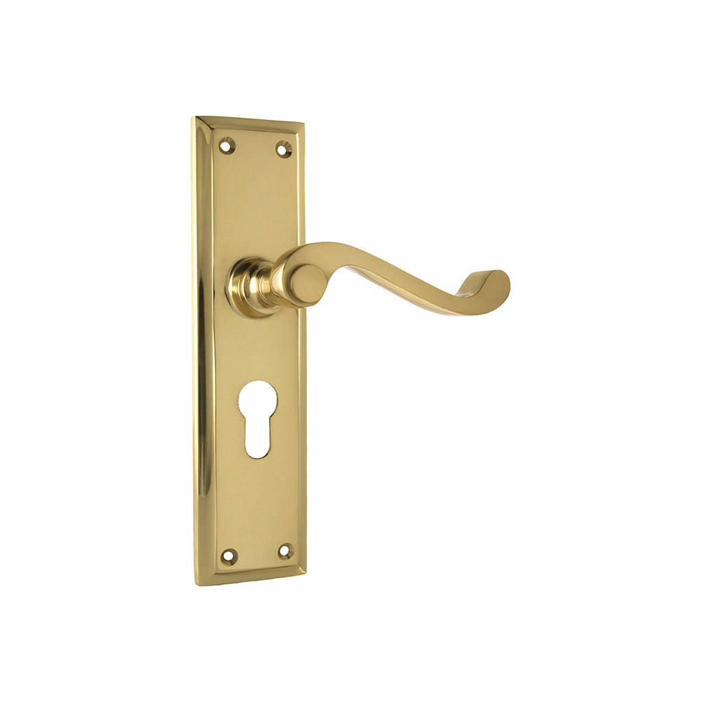 Milton Lever - Long Backplate Polished Brass / Entrance / Lever Set Only