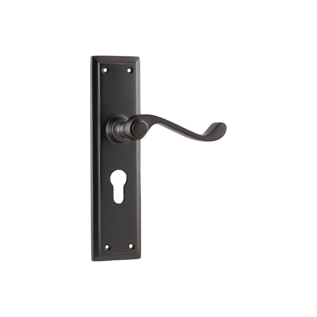 Milton Lever - Long Backplate Antique Copper / Entrance / Lever Set Only