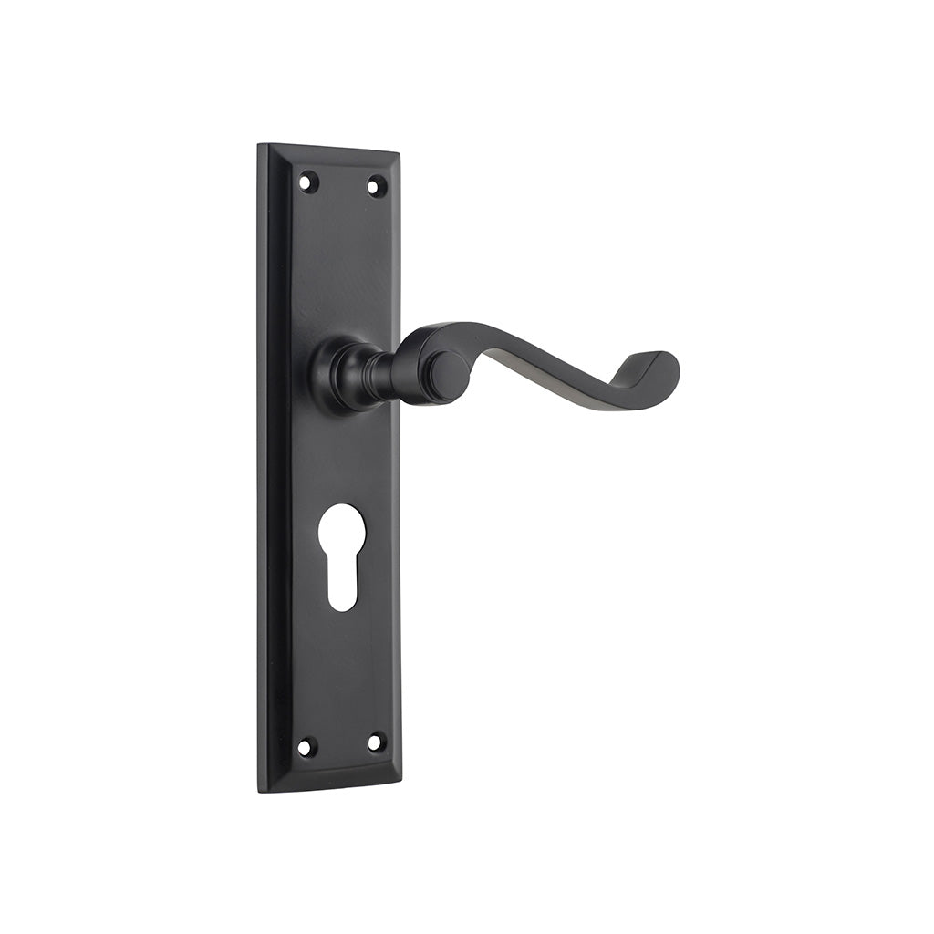Milton Lever - Long Backplate Matt Black / Entrance / Lever Set Only