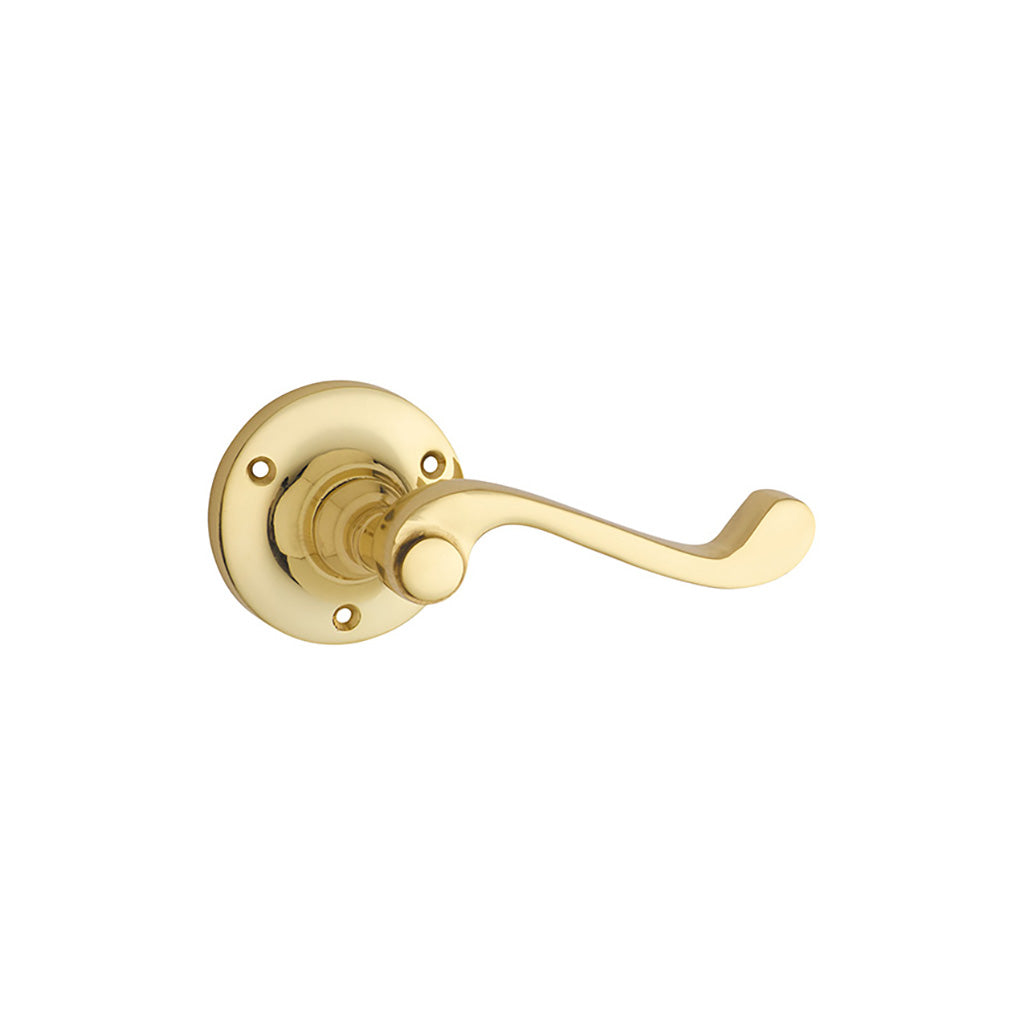 Milton Lever - Round Rose Polished Brass / Passage / Lever Set Only
