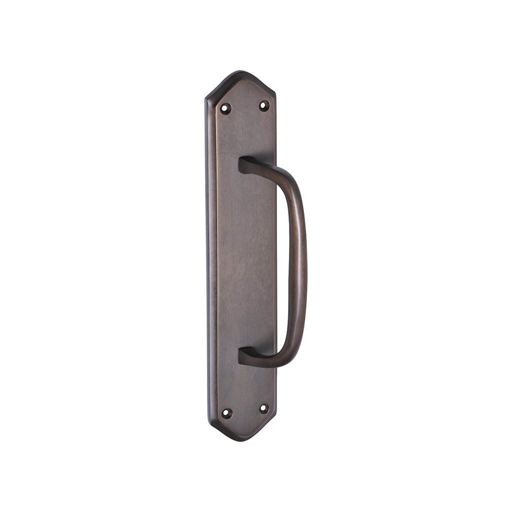 Offset Pull Handle on Backplate - H250xW50xP50mm Antique Brass / 250mm