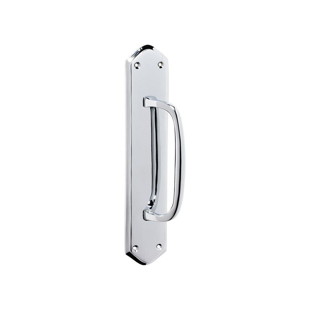 Offset Pull Handle on Backplate - H250xW50xP50mm Chrome Plated / 250mm