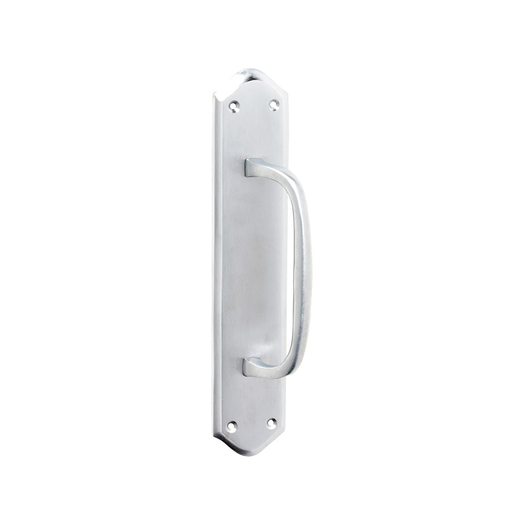 Offset Pull Handle on Backplate - H250xW50xP50mm Satin Chrome / 250mm