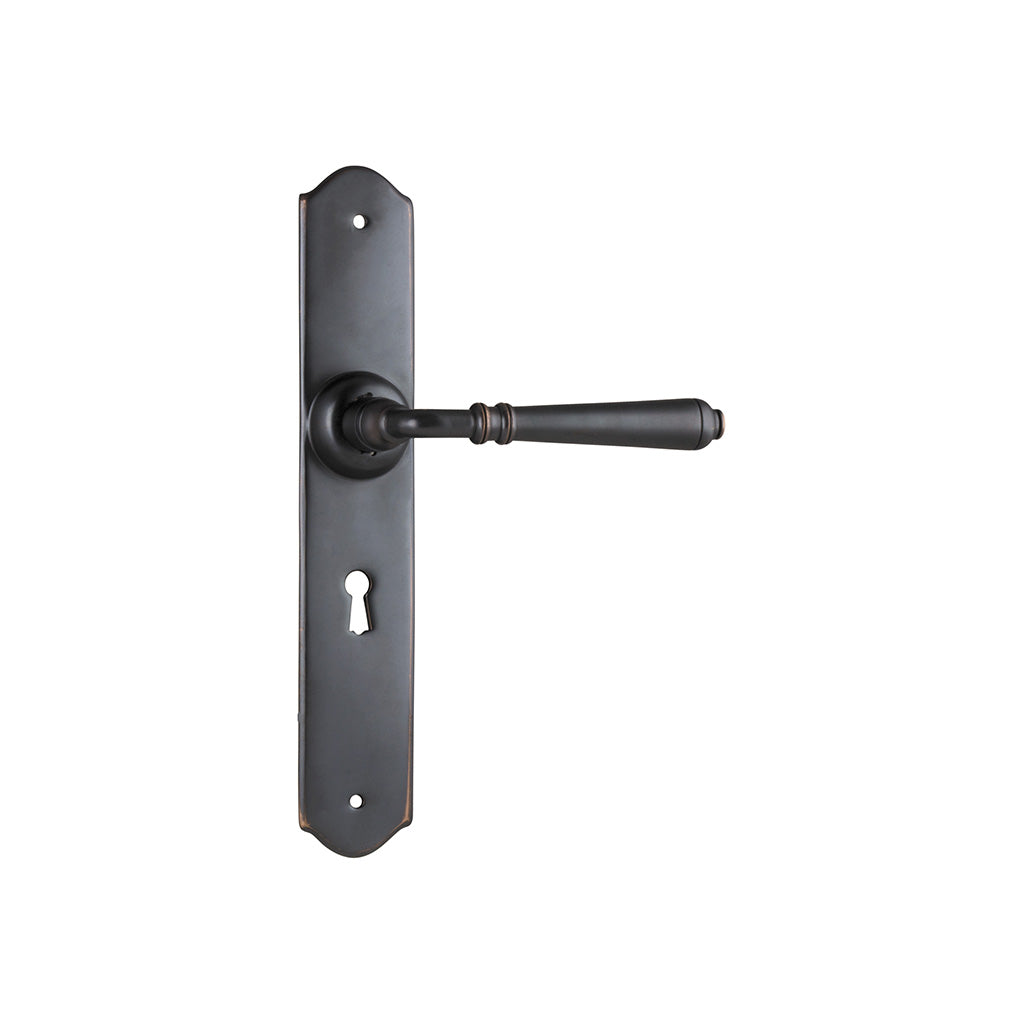 Reims Lever - Long Backplate Antique Copper / Lock (Skeleton Key) / Lever Set Only