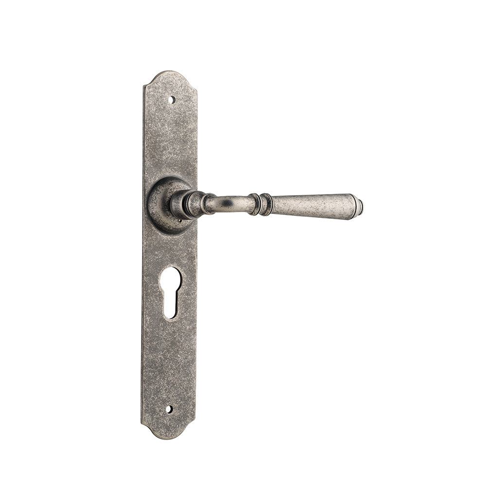 Reims Lever - Long Backplate Rumbled Nickel / Entrance / Lever Set Only