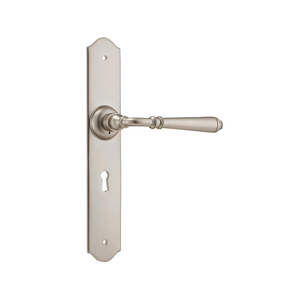 Reims Lever - Long Backplate Satin Nickel / Lock (Skeleton Key) / Lever Set Only