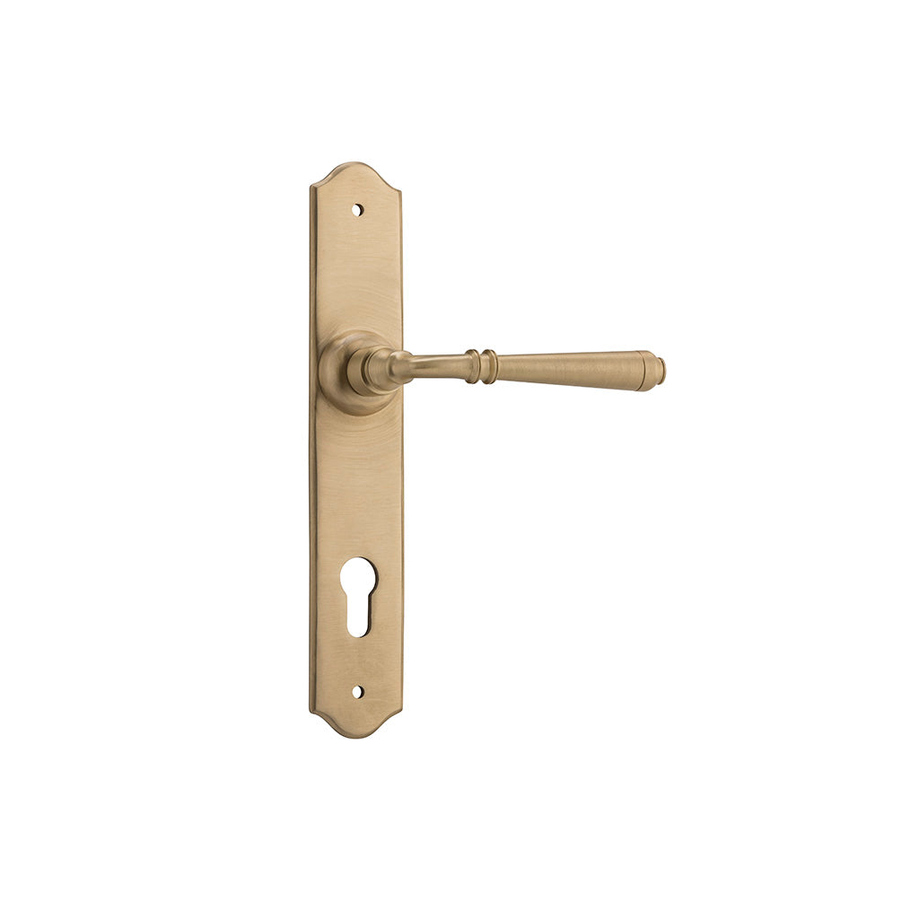 Reims Lever - Long Backplate Satin Brass / Entrance / Lever Set Only