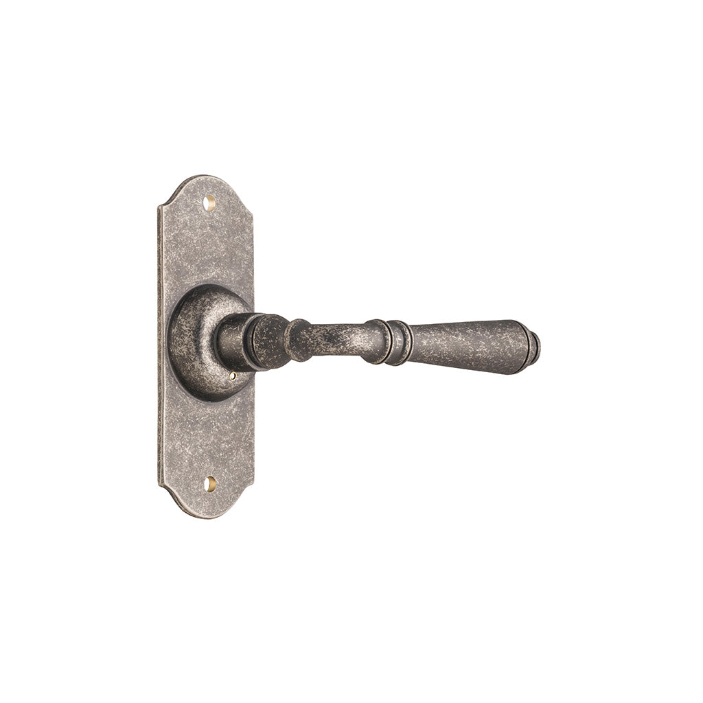 Reims Lever - Short Backplate Rumbled Nickel / Passage / Lever Set Only