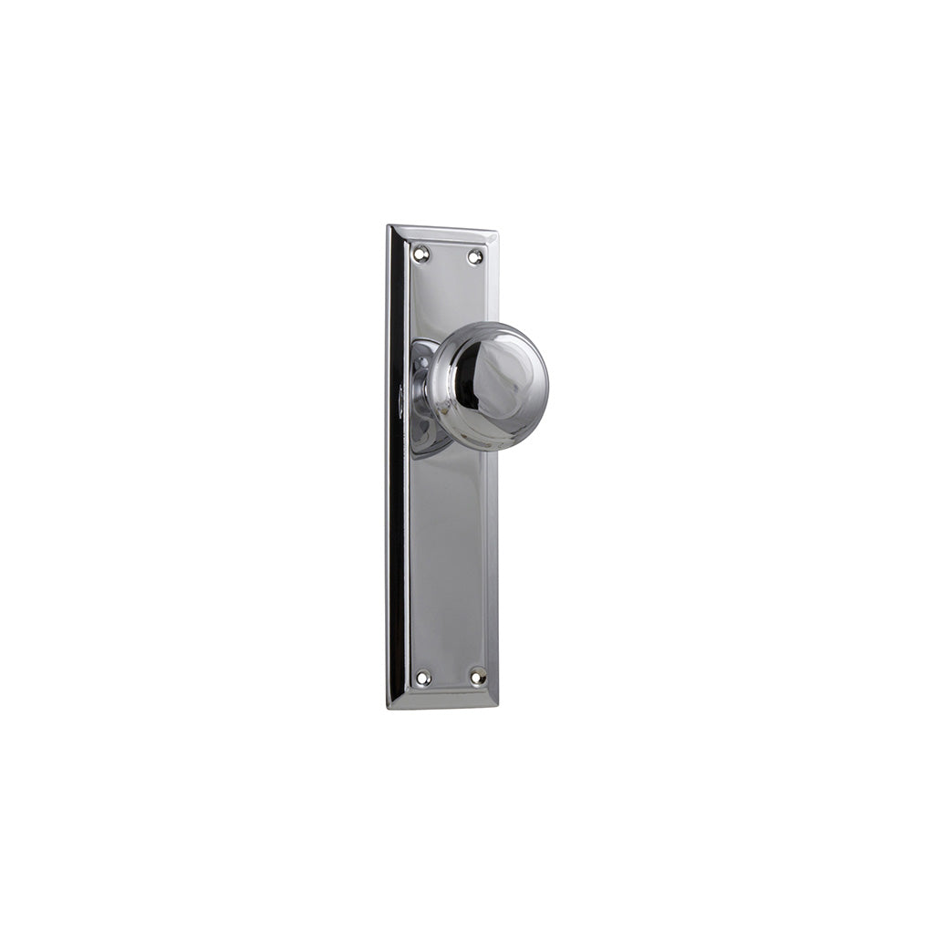 Richmond Door Knob - Long Backplate Chrome Plated / Passage / Lever Set Only